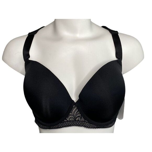 Paramour Carolina Bra T Back 34DDD Black Lace Adjustable Racerback Pads NEW - Picture 1 of 7